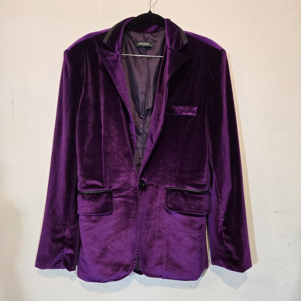 Zhelin | Velvet Purple Blazer Jacket